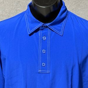 Black Clover Polo Shirt Mens LARGE BLUE Golf Stretch Preppy Live Lucky
